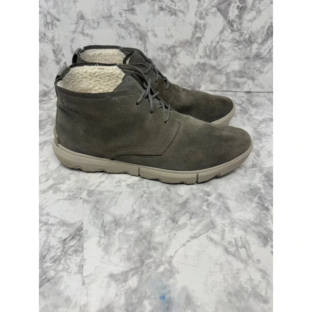 Sorel Kinetic Short Boot Mens 13 Quarry Grey Waterproof Suede Faux Fur Lined